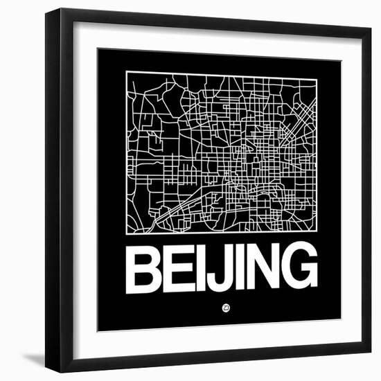 Black Map of Beijing-NaxArt-Framed Art Print