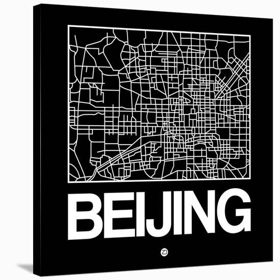 Black Map of Beijing-NaxArt-Stretched Canvas