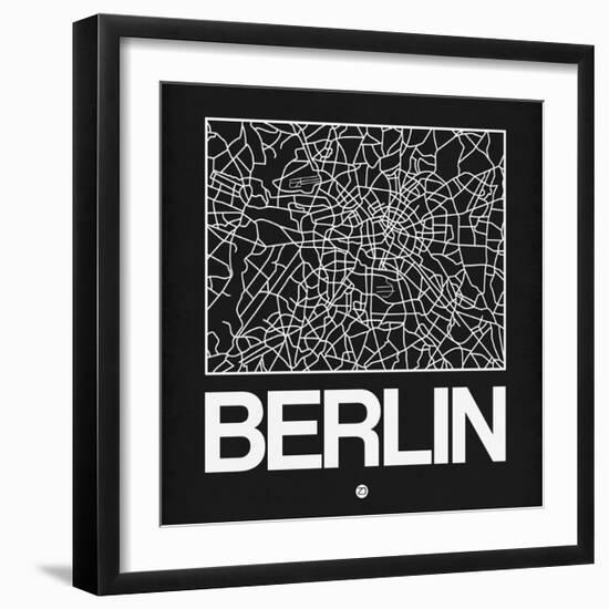 Black Map of Berlin-NaxArt-Framed Premium Giclee Print
