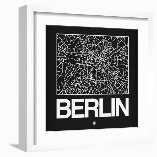 Black Map of Berlin-NaxArt-Framed Art Print