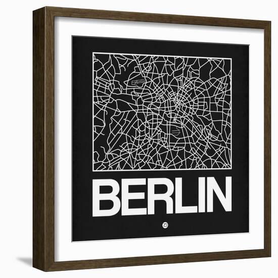 Black Map of Berlin-NaxArt-Framed Art Print