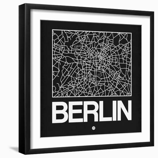 Black Map of Berlin-NaxArt-Framed Art Print