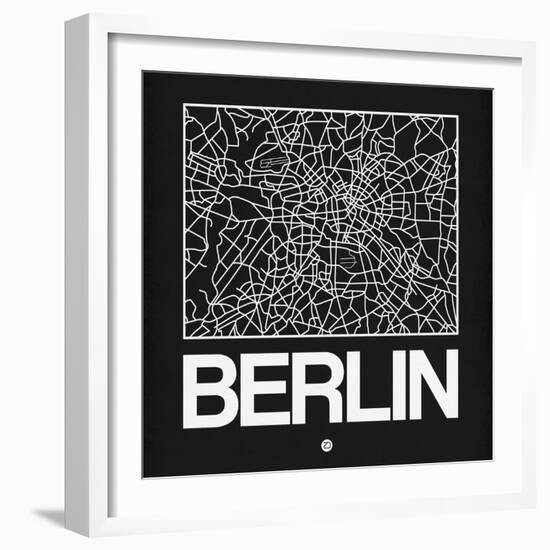 Black Map of Berlin-NaxArt-Framed Art Print