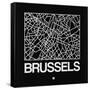 Black Map of Brussels-NaxArt-Framed Stretched Canvas