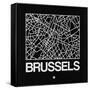 Black Map of Brussels-NaxArt-Framed Stretched Canvas