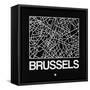 Black Map of Brussels-NaxArt-Framed Stretched Canvas