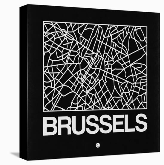 Black Map of Brussels-NaxArt-Stretched Canvas