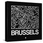 Black Map of Brussels-NaxArt-Stretched Canvas