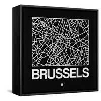 Black Map of Brussels-NaxArt-Framed Stretched Canvas