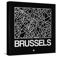 Black Map of Brussels-NaxArt-Stretched Canvas