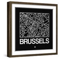 Black Map of Brussels-NaxArt-Framed Art Print