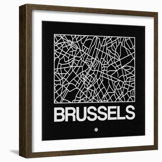 Black Map of Brussels-NaxArt-Framed Art Print