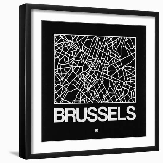 Black Map of Brussels-NaxArt-Framed Art Print