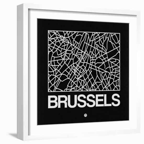 Black Map of Brussels-NaxArt-Framed Art Print