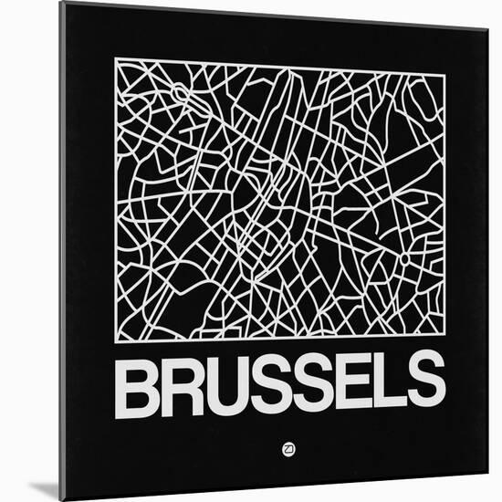 Black Map of Brussels-NaxArt-Mounted Art Print