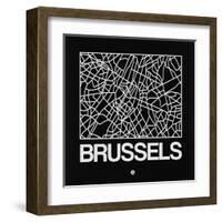 Black Map of Brussels-NaxArt-Framed Art Print