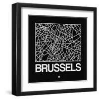 Black Map of Brussels-NaxArt-Framed Art Print