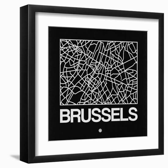 Black Map of Brussels-NaxArt-Framed Art Print