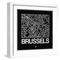 Black Map of Brussels-NaxArt-Framed Art Print