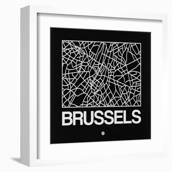 Black Map of Brussels-NaxArt-Framed Art Print