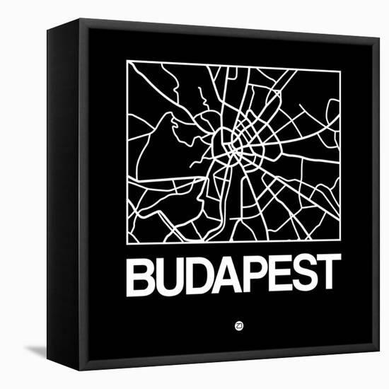 Black Map of Budapest-NaxArt-Framed Stretched Canvas
