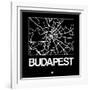 Black Map of Budapest-NaxArt-Framed Art Print