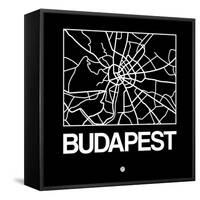 Black Map of Budapest-NaxArt-Framed Stretched Canvas