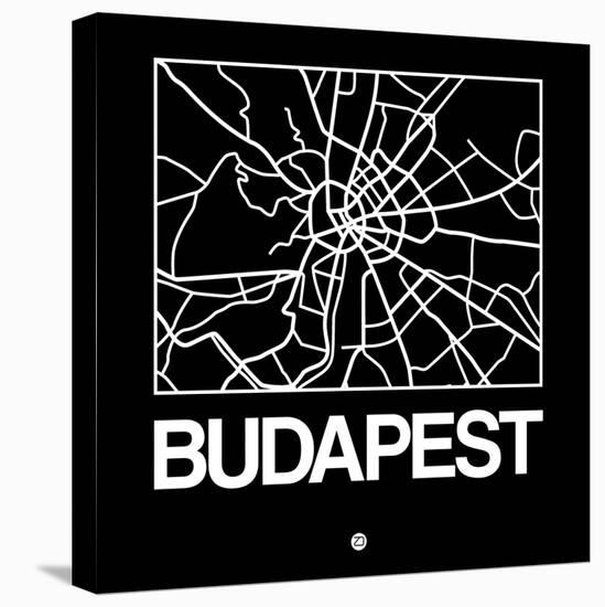 Black Map of Budapest-NaxArt-Stretched Canvas