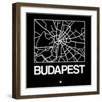 Black Map of Budapest-NaxArt-Framed Art Print