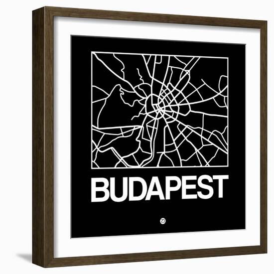 Black Map of Budapest-NaxArt-Framed Art Print