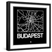 Black Map of Budapest-NaxArt-Framed Art Print