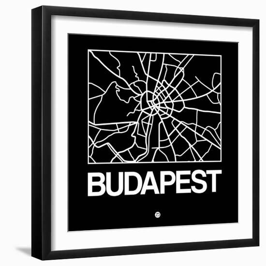 Black Map of Budapest-NaxArt-Framed Art Print