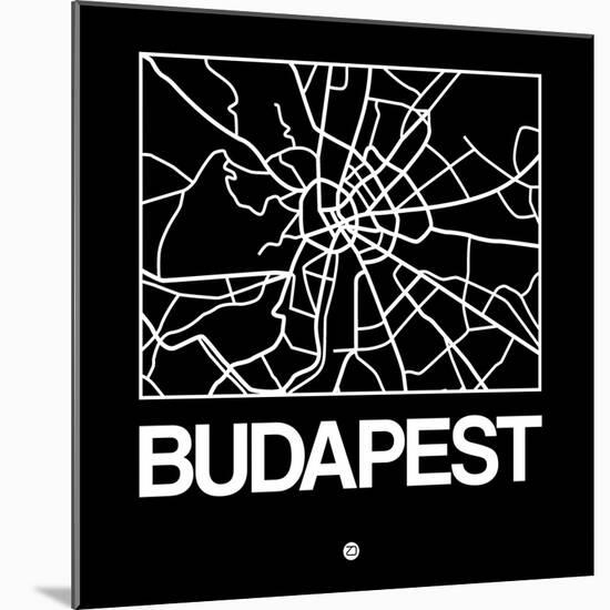 Black Map of Budapest-NaxArt-Mounted Art Print