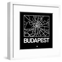 Black Map of Budapest-NaxArt-Framed Art Print