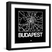 Black Map of Budapest-NaxArt-Framed Art Print