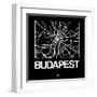 Black Map of Budapest-NaxArt-Framed Art Print