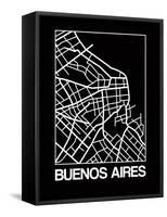 Black Map of Buenos Aires-NaxArt-Framed Stretched Canvas