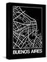 Black Map of Buenos Aires-NaxArt-Stretched Canvas