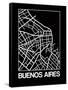 Black Map of Buenos Aires-NaxArt-Framed Stretched Canvas