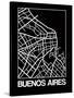 Black Map of Buenos Aires-NaxArt-Stretched Canvas