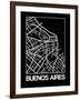 Black Map of Buenos Aires-NaxArt-Framed Art Print