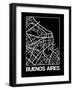 Black Map of Buenos Aires-NaxArt-Framed Art Print