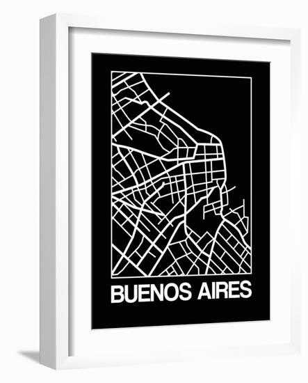 Black Map of Buenos Aires-NaxArt-Framed Art Print