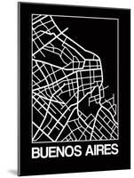 Black Map of Buenos Aires-NaxArt-Mounted Art Print