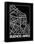 Black Map of Buenos Aires-NaxArt-Framed Stretched Canvas