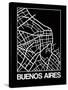 Black Map of Buenos Aires-NaxArt-Stretched Canvas