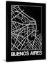 Black Map of Buenos Aires-NaxArt-Stretched Canvas