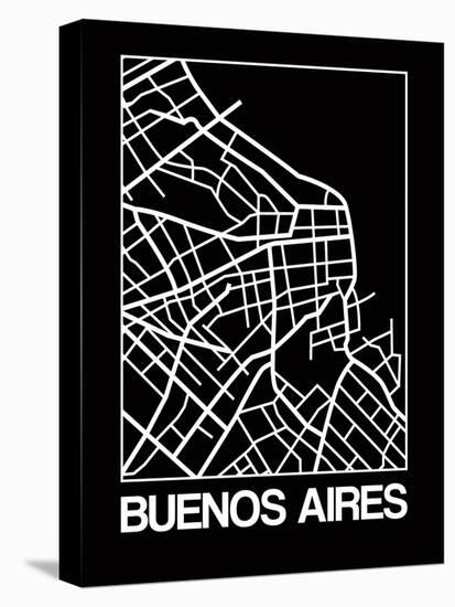 Black Map of Buenos Aires-NaxArt-Stretched Canvas