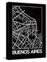 Black Map of Buenos Aires-NaxArt-Stretched Canvas