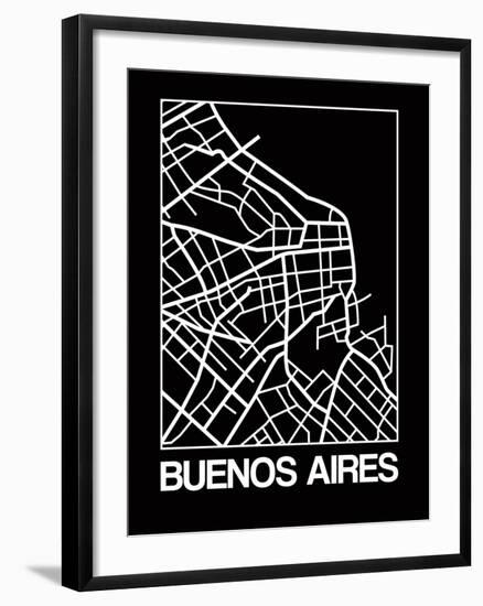 Black Map of Buenos Aires-NaxArt-Framed Art Print